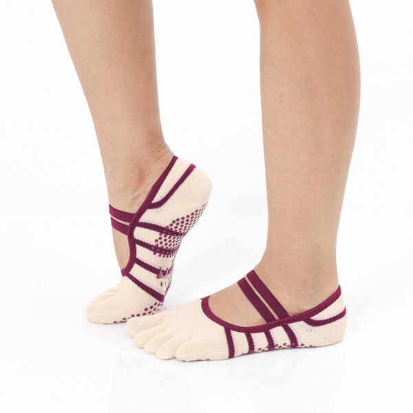 Burgundy Beige Grip Socks – Thumb Toe | Thumb Toe