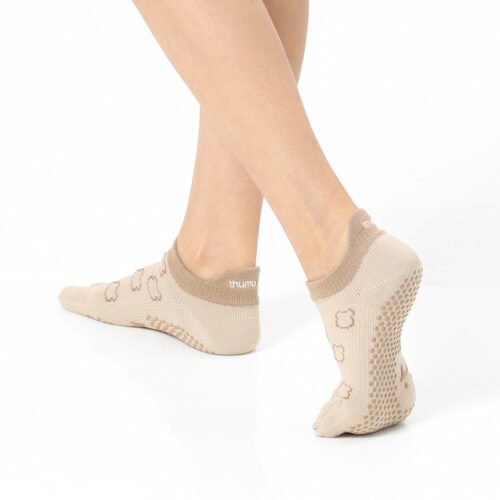 Thumb Toe Beige Teddy Original Pilates Grip Socks